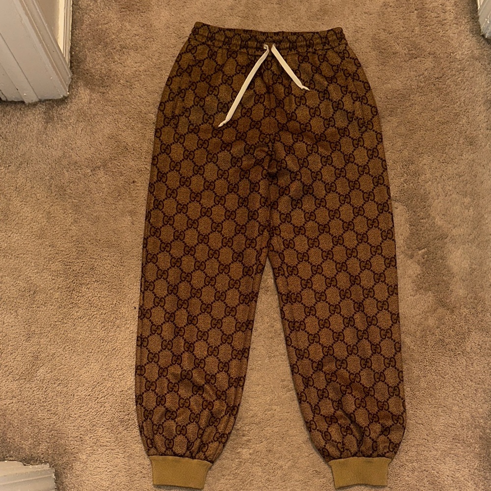 Gucci Tan Monogram Track Pants